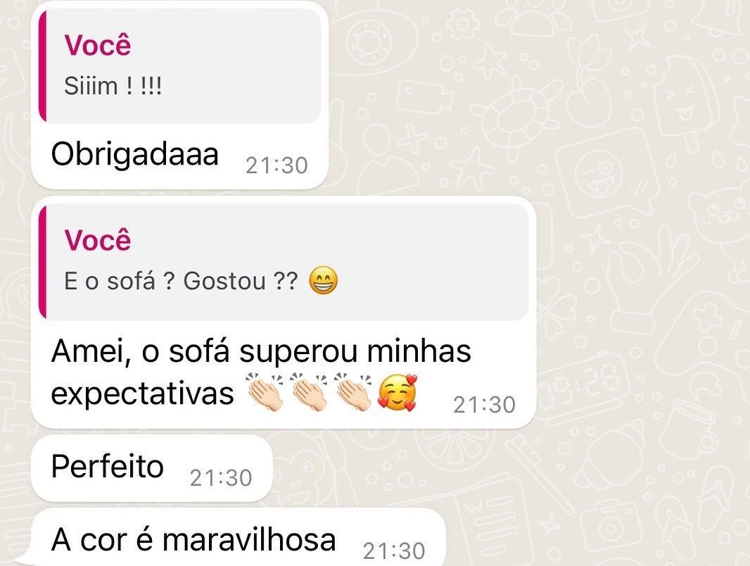 Print da conversa no WhatsApp com a mensagem da cliente